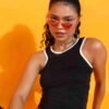 Black Twill Tank Crop Top