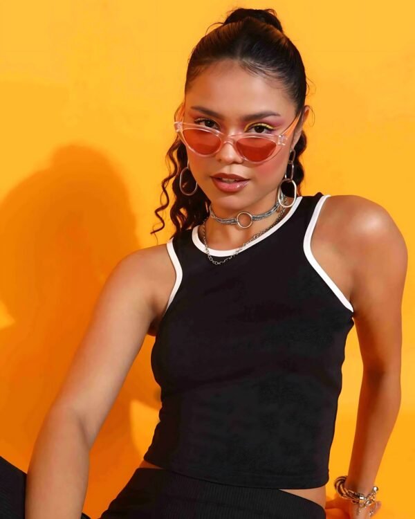 Black Twill Tank Crop Top