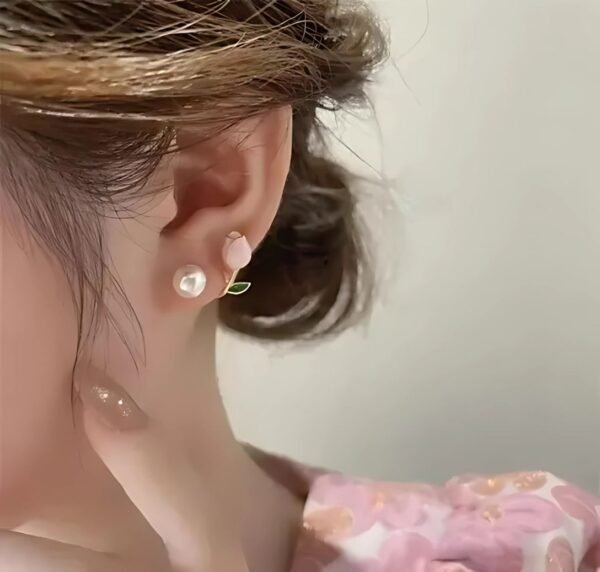 White Flower Earrings Long Earrings Pearl Drop
