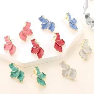 Maple Leaf Flower Oil Drip Earrings