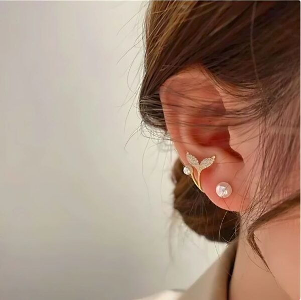 Stone Fish Tail Studs Earrings