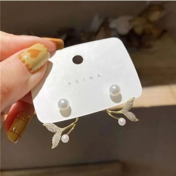 Stone Fish Tail Studs Earrings