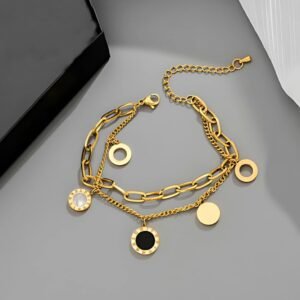 Black and White Bay-Roman Numeral Double layer Bracelet