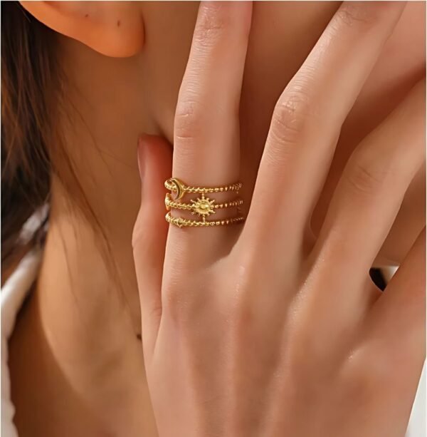 The Moon, Stars & Sun Three Layer Ring