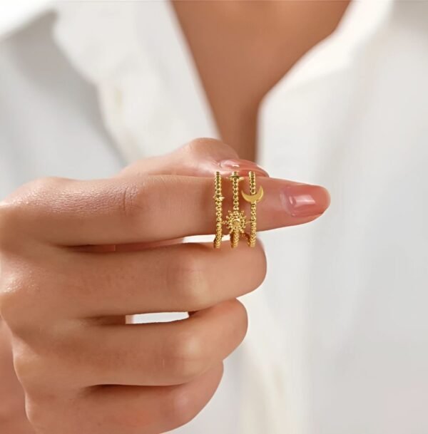 The Moon, Stars & Sun Three Layer Ring