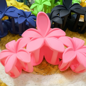 Matte Finish Plumeria Flower Hair Claw Clip – Large Size